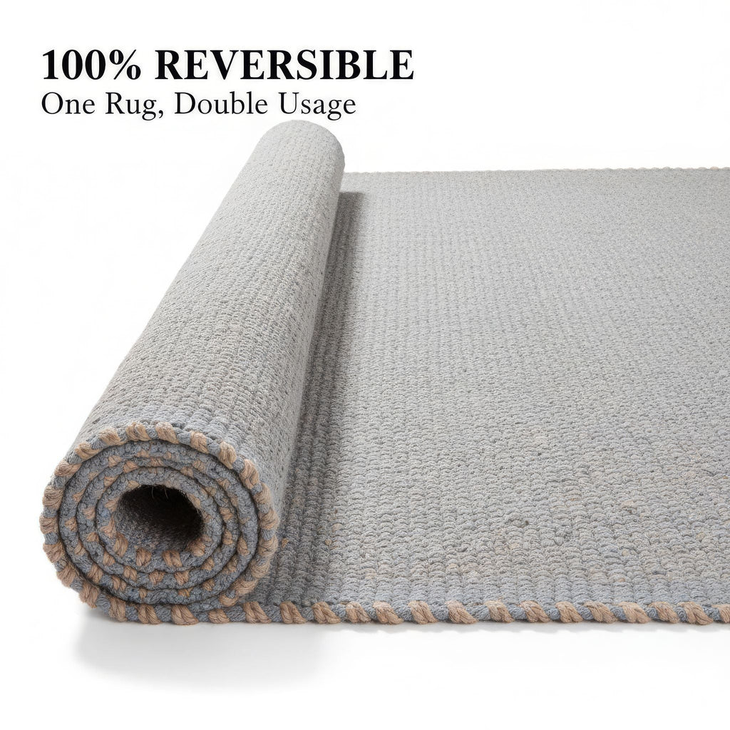Super Area Rugs Terra JC01 Light Gray Jute and Cotton Woven Rug