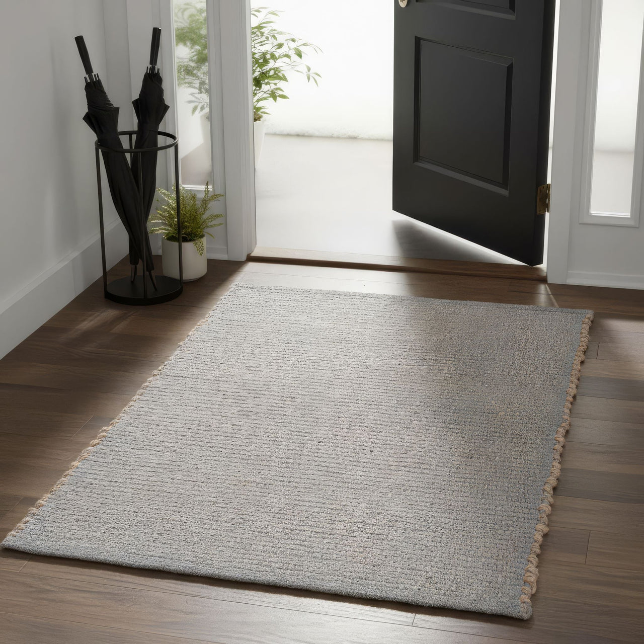 Super Area Rugs Terra JC01 Light Gray Jute and Cotton Woven Rug